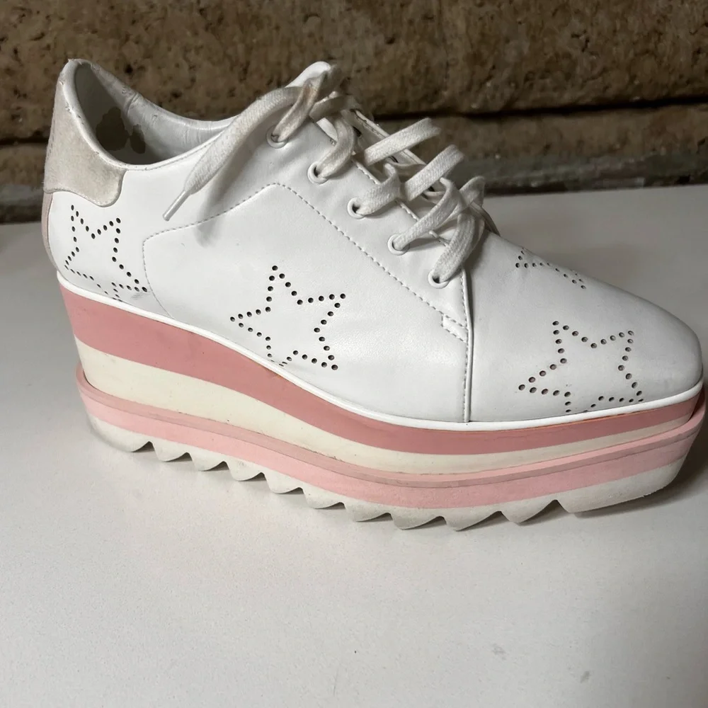 Stella McCartney White and Pink Star Platforms